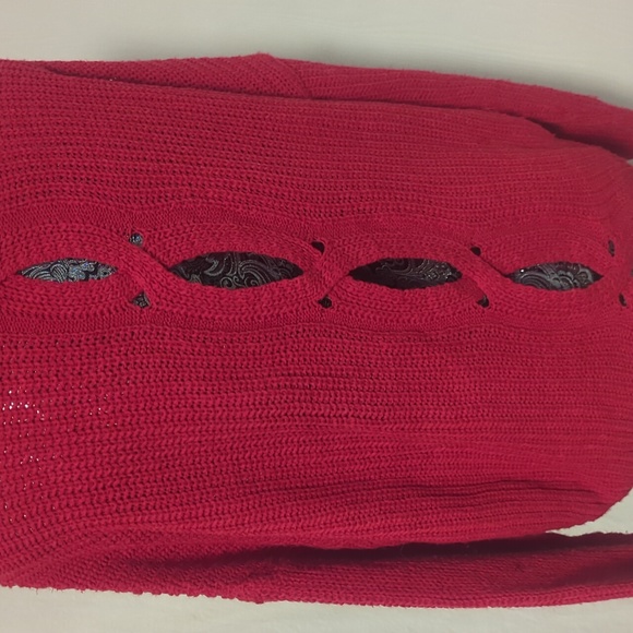 Express red knit cutout sweater - Picture 3 of 7